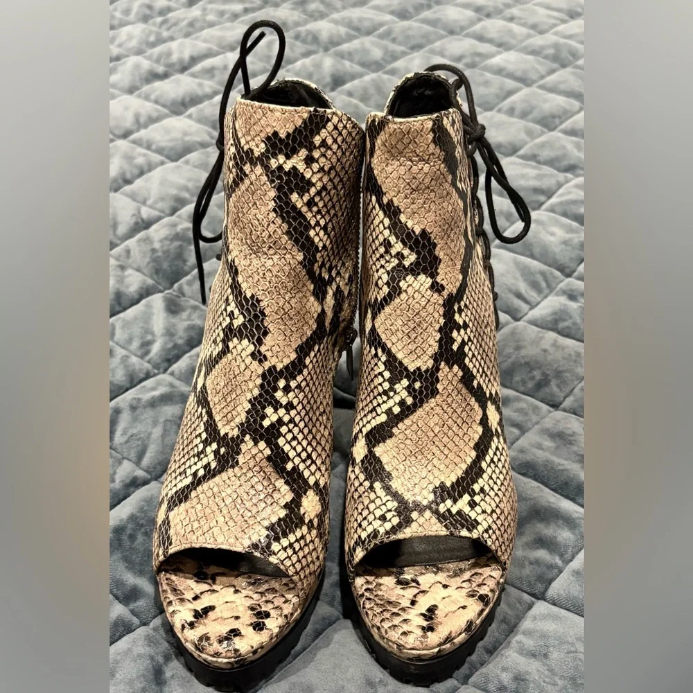 Women’s size 8, All Saints Snakeskin Ankle Peep Toe Boots - Picture 2 of 4